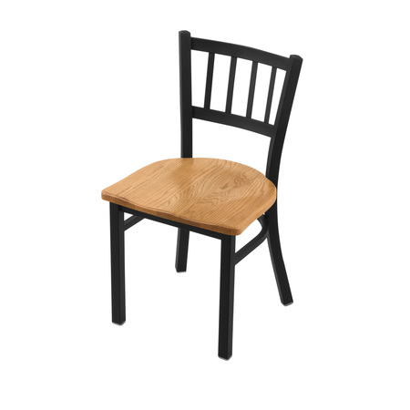 HOLLAND BAR STOOL CO 610 Contessa 18" Chair with Black Wrinkle Finish and Medium Oak Seat 61018BWMedOak